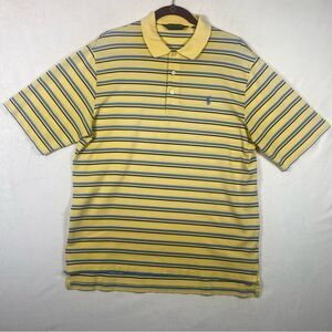 Polo Ralph Lauren Golf Yellow and Blue Tone Striped Polo Shirt Size Medium